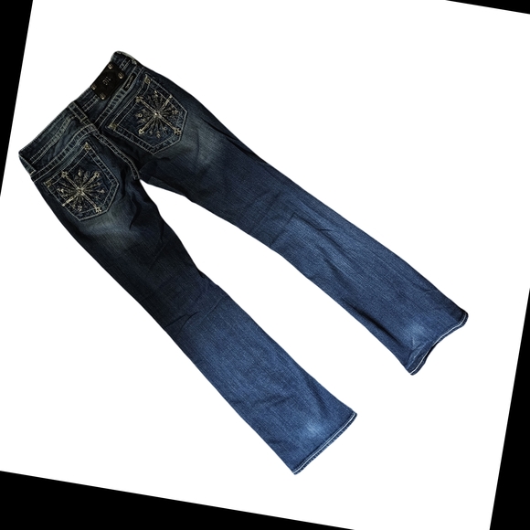 Miss Me Blue Boot Cut Jeans with Intricate Stitching - Picture 5 of 7